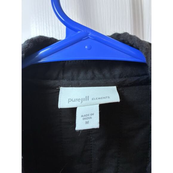 Pure Jill Seersucker Quilted Jacket Womens Size M Black Open Front Blazer - Picture 10 of 15